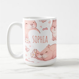 Aangepaste naam Mooie Pastelkleurige Capybara Stri Koffiemok