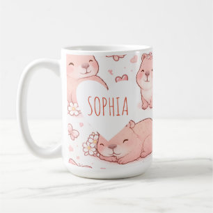 Aangepaste naam Mooie Pastelkleurige Capybara Stri Koffiemok