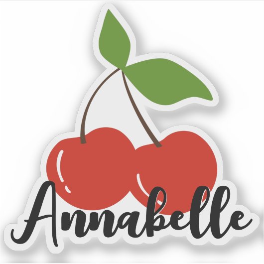 Aangepaste naam Mooie rode kersen Kersen Grafische Sticker (Voorkant)