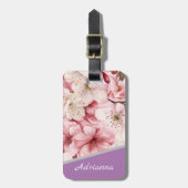 Aangepaste naam Mooie Sakura Blossom Roze Bagagelabel (Voorkant verticaal)
