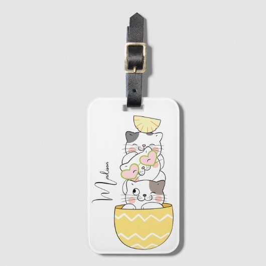 Aangepaste naam Moppige Kittens Bagagelabel (Voorkant (verticaal))