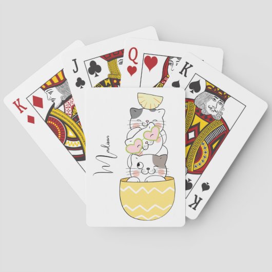 Aangepaste naam Moppige Kittens Pokerkaarten (Achterkant)