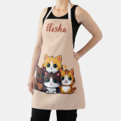 Aangepaste naam Moppige Kittieskatten Illustratie Schort (Insitu)