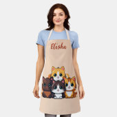 Aangepaste naam Moppige Kittieskatten Illustratie Schort (Gedragen)