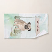 Aangepaste naam mopshond huisdier hond bad handdoek (Handdoek)