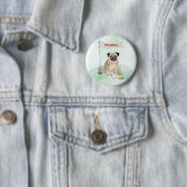 Aangepaste naam mopshond huisdier hond ronde button 5,7 cm (In situ)