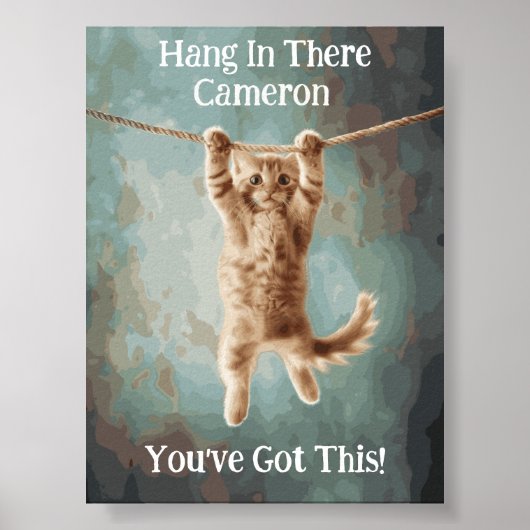 Aangepaste naam Motiverend Grappig Hou vol Kat Poster (Voorkant)