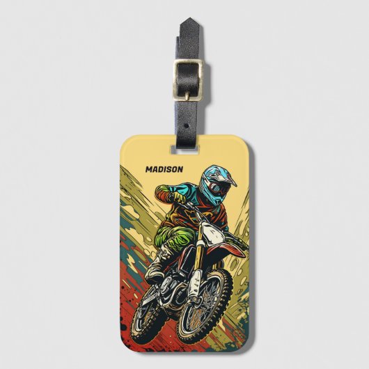 Aangepaste naam Motocross Bagagelabel (Voorkant (verticaal))