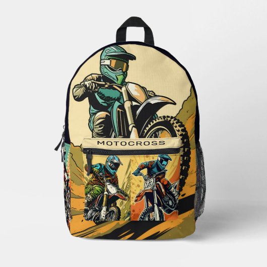 Aangepaste naam Motocross Bedrukte Rugzak (Voorkant)