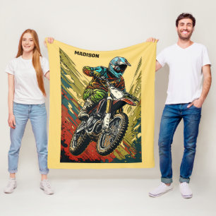 Aangepaste naam Motocross Fleece Deken