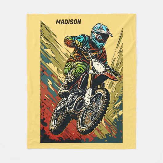 Aangepaste naam Motocross Fleece Deken (Voorkant)