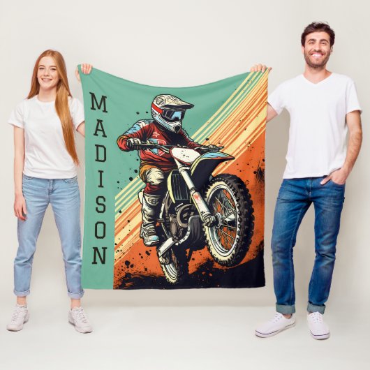 Aangepaste naam Motocross Fleece Deken (In situ)
