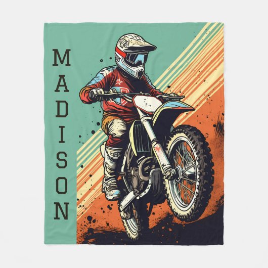 Aangepaste naam Motocross Fleece Deken (Voorkant)