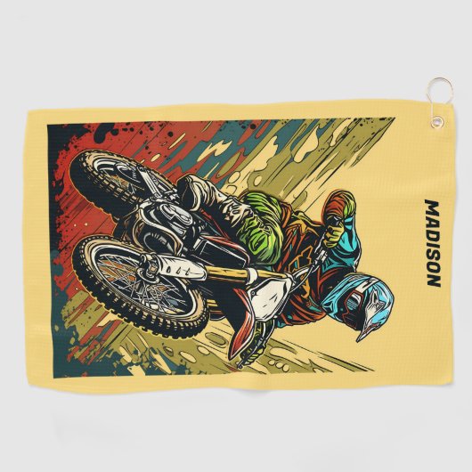 Aangepaste naam Motocross Golfhanddoek (Horizontaal)