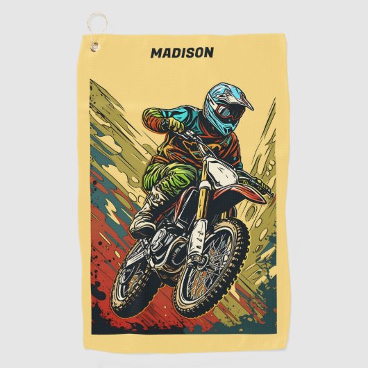 Aangepaste naam Motocross Golfhanddoek (Voorkant)