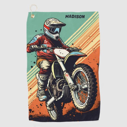 Aangepaste naam Motocross Golfhanddoek (Voorkant)