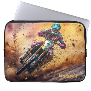 Aangepaste naam Motocross Laptop Sleeve