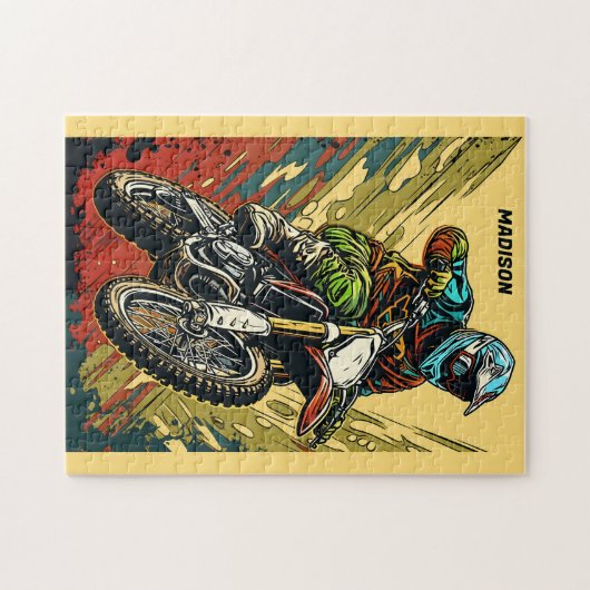 Aangepaste naam Motocross Legpuzzel (Horizontaal)