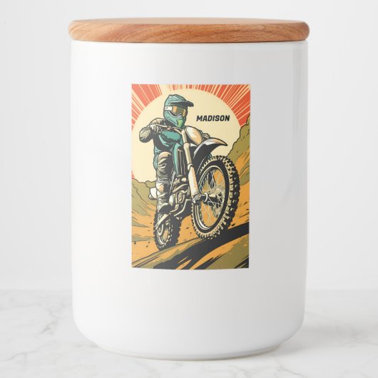 Aangepaste naam Motocross Voedselcontainer Etiket (Voorkant)