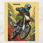 Aangepaste naam Motocross Wijn Etiket (Enkel label)