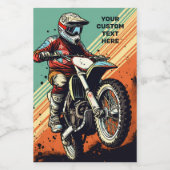 Aangepaste naam Motocross Wijn Etiket (Enkel label)