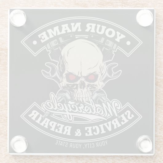 Aangepaste NAAM motorfiets Glazen Onderzetter (Achterkant)