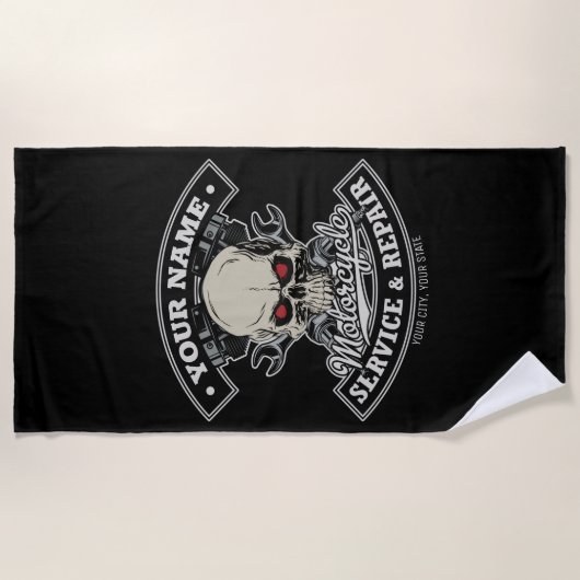 Aangepaste NAAM motorfiets Strandlaken (Voorkant)