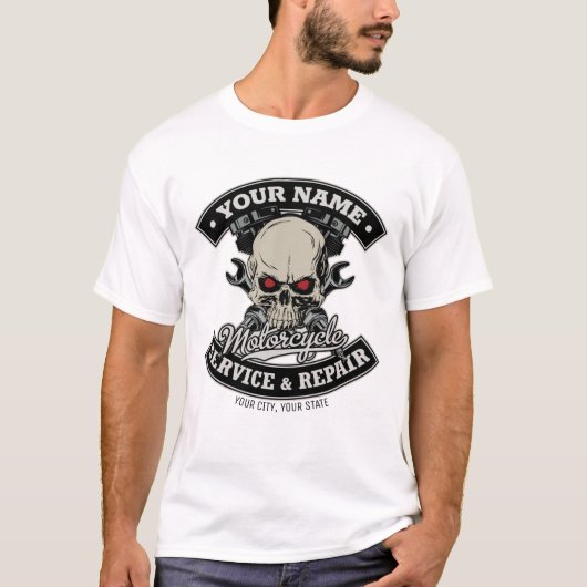 Aangepaste NAAM motorfiets T-shirt (Voorkant)