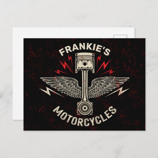 Aangepaste naam Motorfiets Zuigerwagentje Briefkaart (Voorkant / Achterkant)