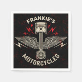 Aangepaste naam Motorfiets Zuigerwagentje Servet (Voorkant)