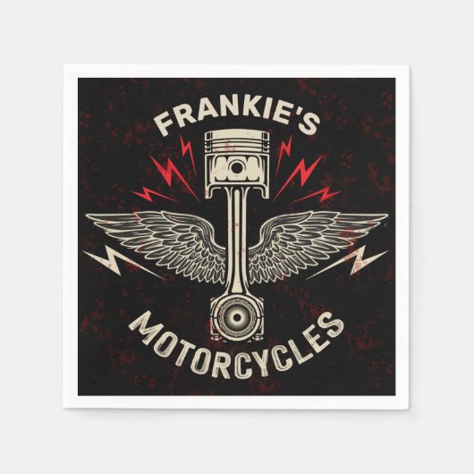 Aangepaste naam Motorfiets Zuigerwagentje Servet (Voorkant)