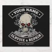 Aangepaste NAAM Motorfietstechnicus Schedel Motorf Bier Etiket (Enkel label)