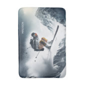Aangepaste naam Mountain Skier Badmat (Voorkant Verticaal)