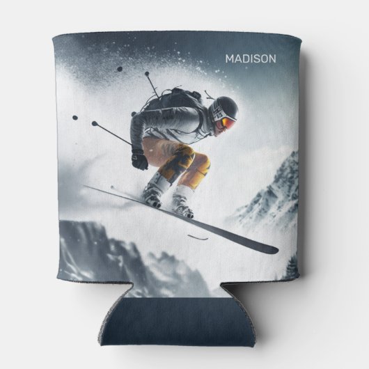 Aangepaste naam Mountain Skier Blikjeskoeler (Achterkant)