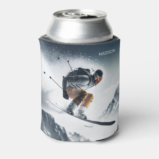 Aangepaste naam Mountain Skier Blikjeskoeler (Blikje Achterkant)