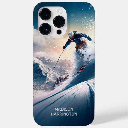Aangepaste naam Mountain Skier Case-Mate iPhone Case (Achterkant)