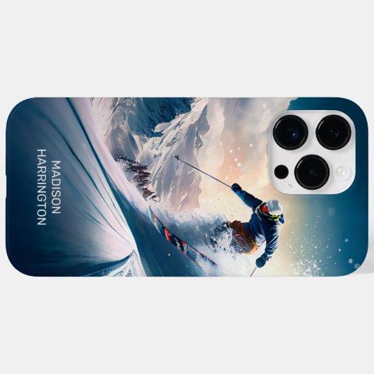 Aangepaste naam Mountain Skier Case-Mate iPhone Case (Achterkant (horizontaal))