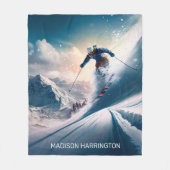 Aangepaste naam Mountain Skier Fleece Deken (Voorkant)