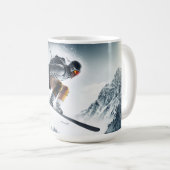 Aangepaste naam Mountain Skier Koffiemok (Voorkant rechts)