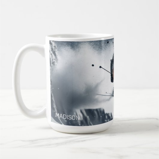 Aangepaste naam Mountain Skier Koffiemok (Links)