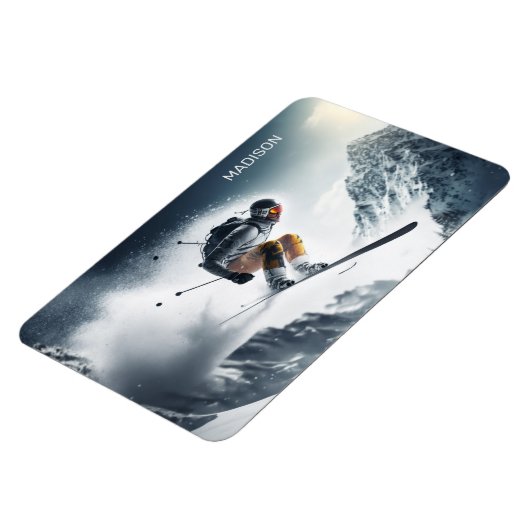 Aangepaste naam Mountain Skier Magneet (Linkerzijde)