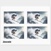 Aangepaste naam Mountain Skier Rechthoekige Sticker (Vel)