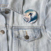 Aangepaste naam Mountain Skier Ronde Button 5,7 Cm (In situ)