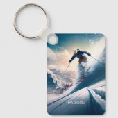 Aangepaste naam Mountain Skier Sleutelhanger (Voorkant)
