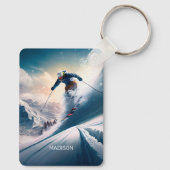 Aangepaste naam Mountain Skier Sleutelhanger (Achterkant)