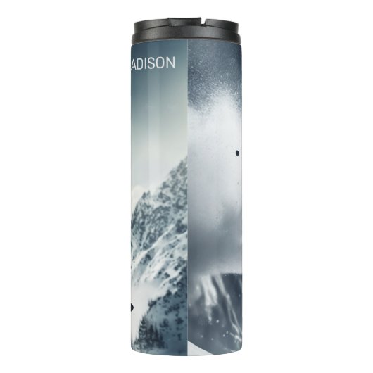 Aangepaste naam Mountain Skier Thermosbeker (Achterkant)