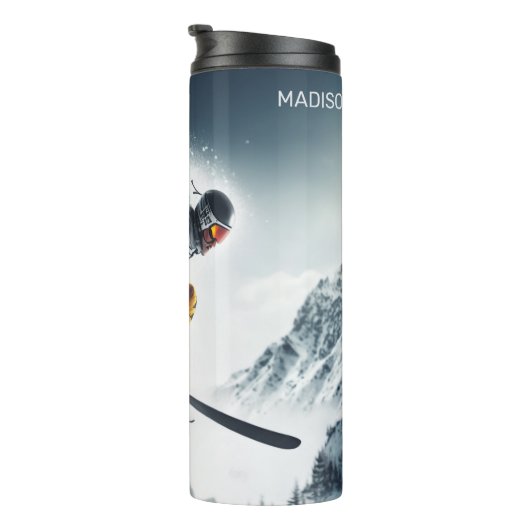 Aangepaste naam Mountain Skier Thermosbeker (Geroteerd rechts)
