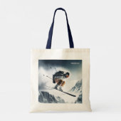 Aangepaste naam Mountain Skier Tote Bag (Achterkant)