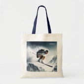 Aangepaste naam Mountain Skier Tote Bag (Voorkant)