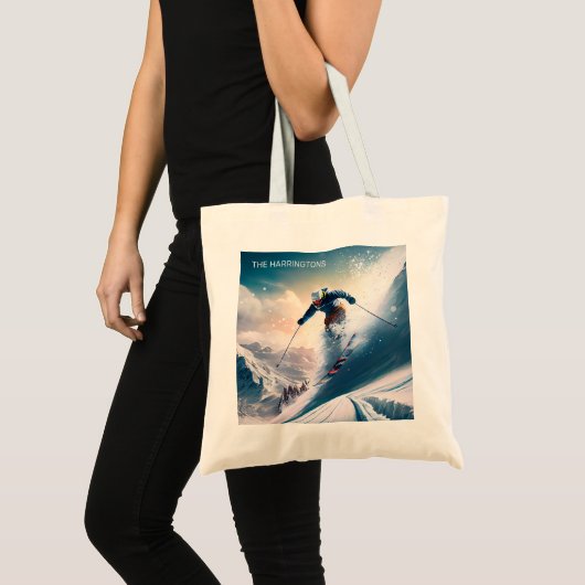 Aangepaste naam Mountain Skier Tote Bag (Voorkant (product))